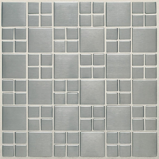 12x12 Metallica Grid Mosaic Metallic-Look Satin Smooth Metal Tile