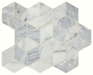 14x11 Sublimity Hexagon Rhomboid Mosaic Natural-Look Honed Natural Marble Tile