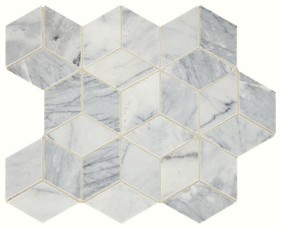 14x11 Sublimity Hexagon Rhomboid  Mosaic Natural-Look Honed Natural Marble Tile Marble Gray