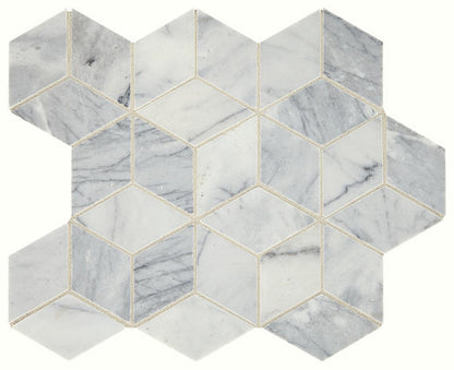 14x11 Sublimity Hexagon Rhomboid  Mosaic Natural-Look Honed Natural Marble Tile Marble Gray