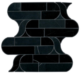 12x11 Pietra Divina Scroll Vine Abstract Pattern Mosaic Marble-Look Polished Smooth Stone Tile