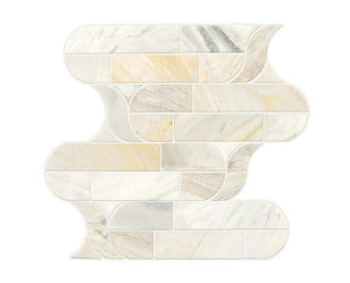 12x11 Pietra Divina Scroll Vine Abstract Pattern Mosaic Marble-Look Polished Smooth Stone Tile
