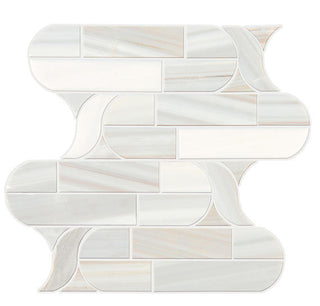 12x11 Pietra Divina Scroll Vine Abstract Pattern Mosaic Marble-Look Polished Smooth Stone Tile