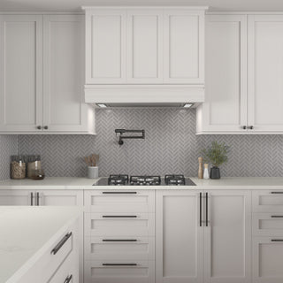 Gray - 9x12 Color Wheel Mosaic Herringbone Mosaic Solid-Color Glossy Smooth Ceramic Tile