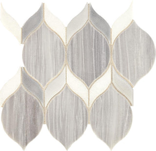 10x8 Fonte Leaf Petal Floral Mosaic Mixed-Color Polished Smooth Marble Tile