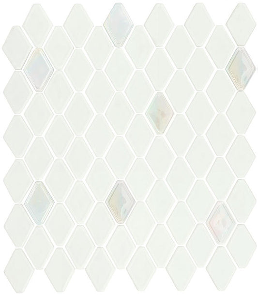 11/2 Stagecraft Hexagon  Mosaic Solid-Color Matte Smooth Glass Tile Ice White