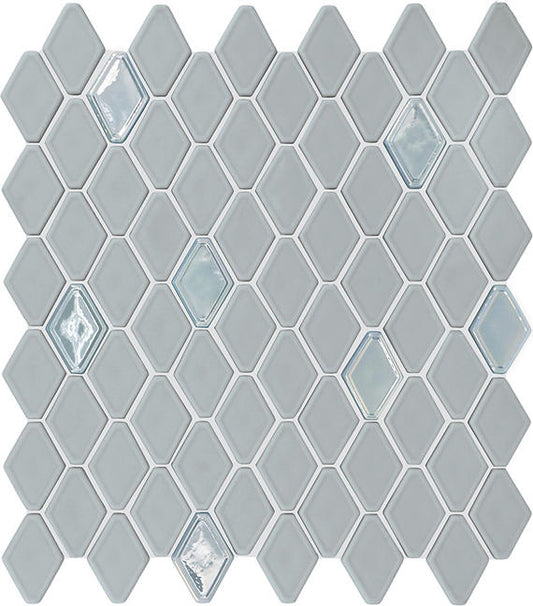 11/2 Stagecraft Hexagon  Mosaic Solid-Color Matte Smooth Glass Tile Cool Gray