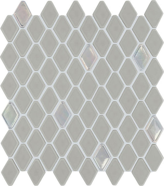 11/2 Stagecraft Hexagon  Mosaic Solid-Color Matte Smooth Glass Tile Soft Gray