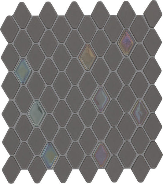 11/2 Stagecraft Hexagon  Mosaic Solid-Color Matte Smooth Glass Tile Charcoal Gray