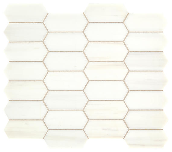 2x4 Marble Hexagon Rhomboid  Mosaic Stone-Look Honed Smooth Marble Tile Pure White