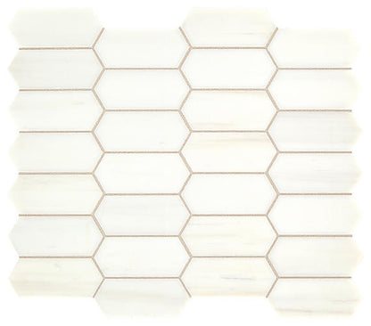 2x4 Marble Hexagon Rhomboid  Mosaic Stone-Look Honed Smooth Marble Tile Pure White