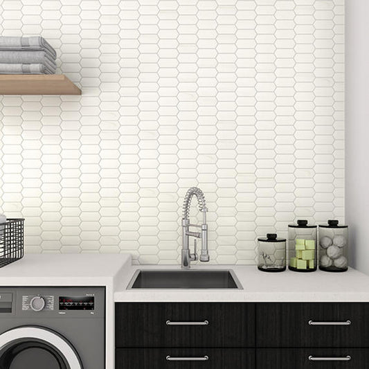 12x14 Marble Hexagon Rhomboid Mosaic Stone-Look Honed Smooth Marble Tile