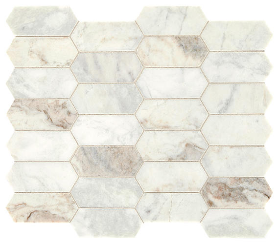 2x4 Marble Hexagon  Mosaic Stone-Look Honed Smooth Marble Tile Cream Gray