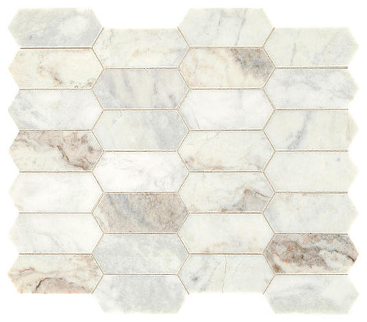 2x4 Marble Hexagon  Mosaic Stone-Look Honed Smooth Marble Tile Cream Gray