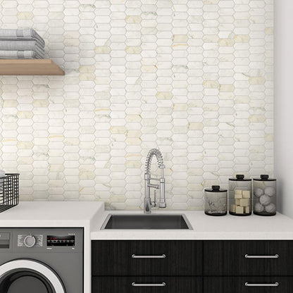 2x4 Marble Hexagon  Mosaic Stone-Look Honed Smooth Marble Tile Gold Cream