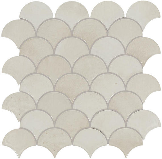 13x13 Miramo Fan Shell Mosaic Solid-Color Glossy Smooth Glass Tile