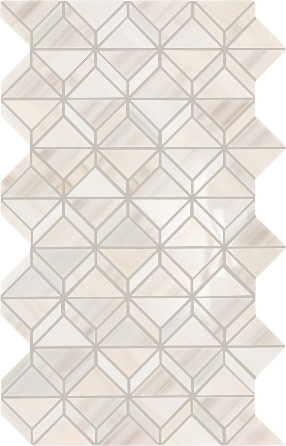 12x18 Perfit Mosaix Diamond Intricate Geometry Triangle Mosaic Marble-Look Polished Smooth Stone Tile Cream Beige