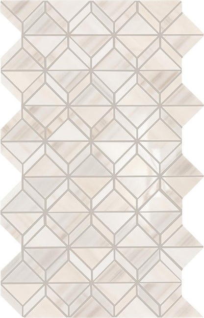12x18 Perfit Mosaix Diamond Intricate Geometry Triangle Mosaic Marble-Look Polished Smooth Stone Tile Cream Beige