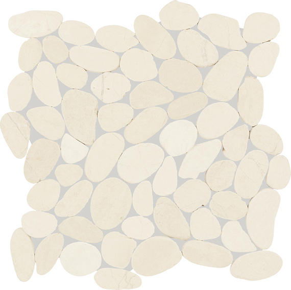 13x13 Pebble Oasis  Random Pattern  Mosaic Natural-Look Tumbled Natural Pebble Tile Pebble White