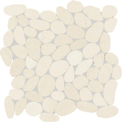 13x13 Pebble Oasis  Random Pattern  Mosaic Natural-Look Tumbled Natural Pebble Tile Pebble White