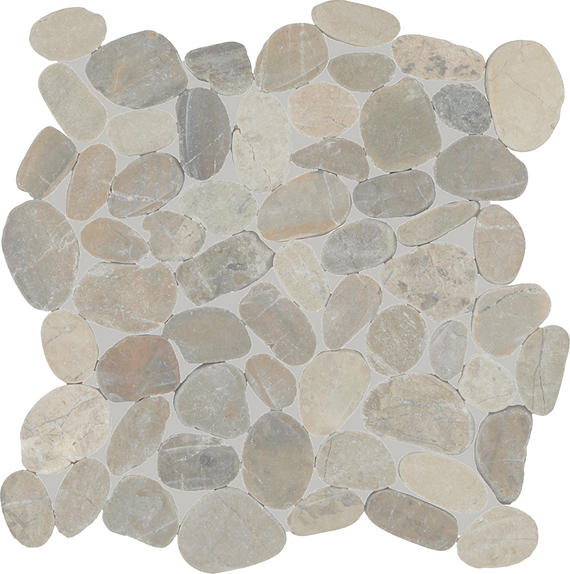 13x13 Pebble Oasis  Random Pattern  Mosaic Natural-Look Tumbled Natural Pebble Tile Coal Black