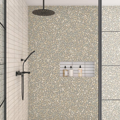 13x13 Pebble Oasis  Random Pattern  Mosaic Natural-Look Tumbled Natural Pebble Tile Coal Black