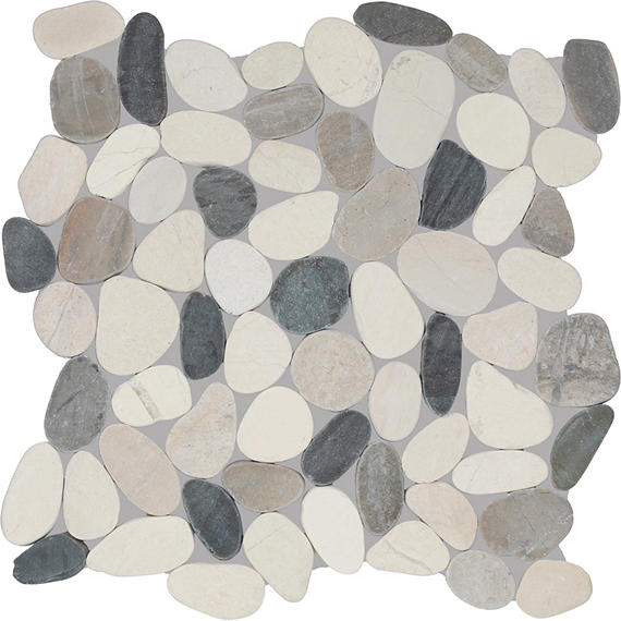13x13 Pebble Oasis  Random Pattern  Mosaic Natural-Look Tumbled Natural Pebble Tile Pebble Gray