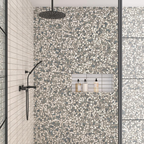 13x13 Pebble Oasis  Random Pattern  Mosaic Natural-Look Tumbled Natural Pebble Tile Pebble Gray