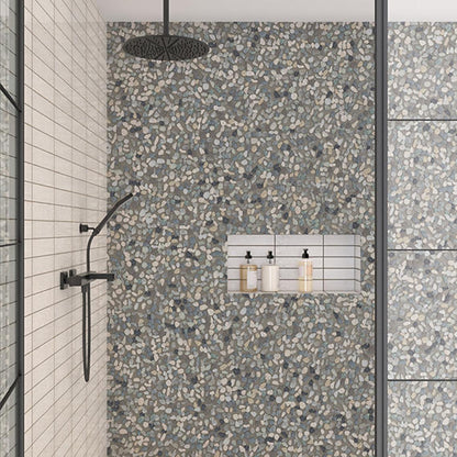 13x13 Pebble Oasis  Random Pattern  Mosaic Natural-Look Tumbled Natural Pebble Tile Coastal Gray