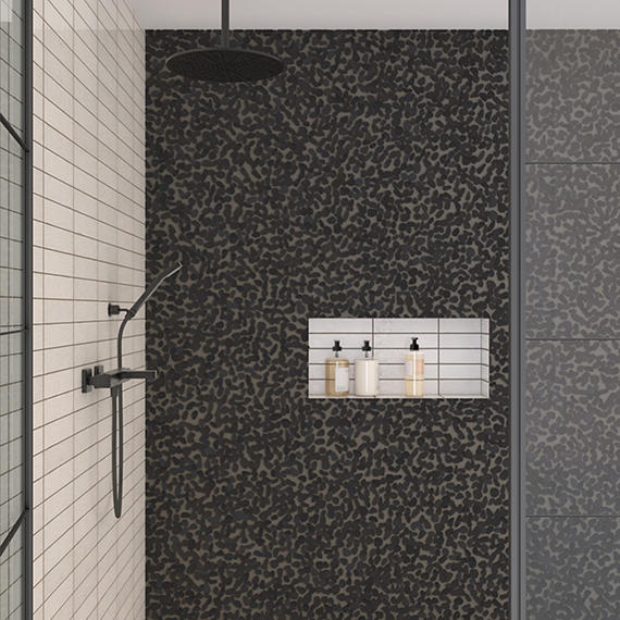 13x13 Pebble Oasis  Random Pattern  Mosaic Natural-Look Tumbled Natural Pebble Tile Stark Black