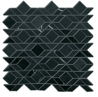 13x14 Pietra Divina Diamond Intricate Geometry Mosaic Natural-Look Honed Smooth Marble Tile