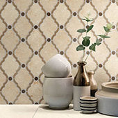 Soft Ivory - 11x13 Decorative Accents Arabesque Lattice Mosaic Natural-Look Polished Smooth Marble Tile