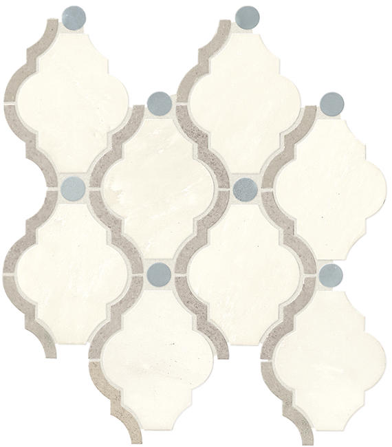 11x13 Decorative Accents Arabesque Lattice  Mosaic Natural-Look Polished Smooth Marble Tile White Beige