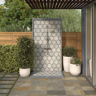 Pebble Gray - 12x10 Pebble Oasis Hexagon Framed Mosaic Pebble-Look Tumbled Natural Pebble Tile