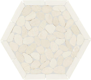 12x10 Pebble Oasis Hexagon Framed Mosaic Pebble-Look Tumbled Natural Pebble Tile
