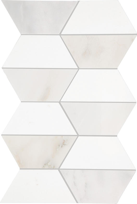 12x18 Perfit Mosaix Hexagon  Mosaic Marble-Look Polished Smooth Stone Tile Soft White