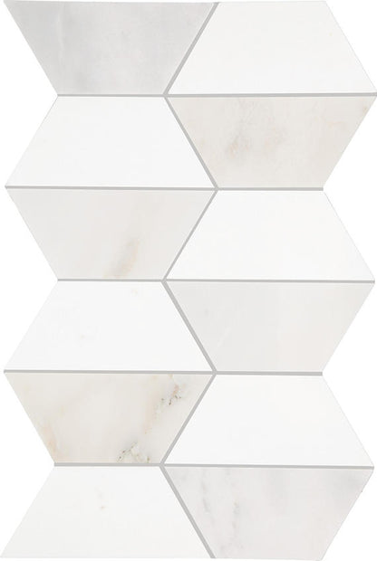 12x18 Perfit Mosaix Hexagon  Mosaic Marble-Look Polished Smooth Stone Tile Soft White