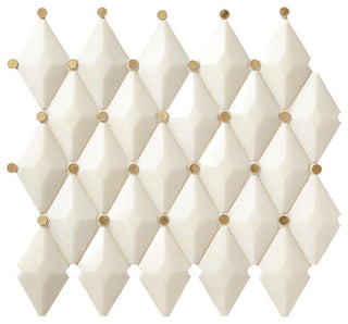 13x12 Castellina 3D-Geometric Diamond Mosaic Mixed-Material Look Polished Smooth Stone Tile