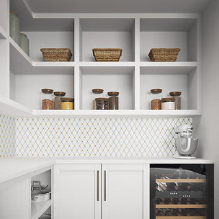 Warm White - 13x12 Castellina 3D-Geometric Diamond Mosaic Mixed-Material Look Polished Smooth Stone Tile