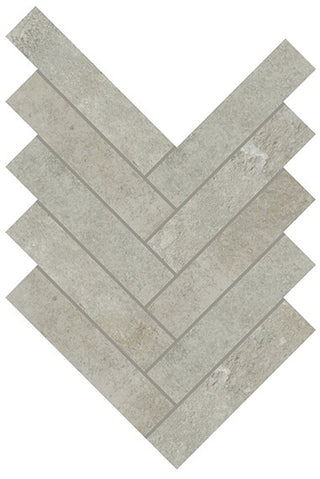 7x4 Rekindle Herringbone Mosaic Concrete-Look Matte Smooth Porcelain Tile
