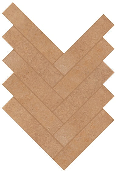 2x6 Rekindle Herringbone  Mosaic Concrete-Look Matte Smooth Porcelain Tile Clay Orange