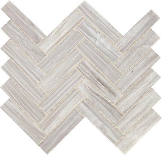 11x7 Fonte Herringbone Mosaic Marble-Look Honed Natural Marble Tile