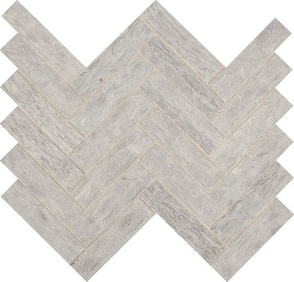 11x7 Fonte Herringbone  Mosaic Marble-Look Honed Natural Marble Tile Slate Gray