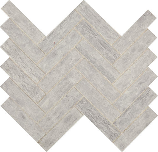 11x7 Fonte Herringbone  Mosaic Marble-Look Honed Natural Marble Tile Slate Gray