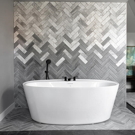 11x7 Fonte Herringbone  Mosaic Marble-Look Honed Natural Marble Tile Slate Gray