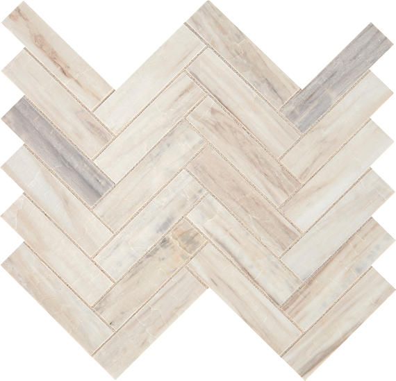 11x7 Fonte Herringbone  Mosaic Marble-Look Honed Natural Marble Tile Beige Marble