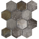 2 Empyrean Hexagon Random Pattern  Mosaic Metallic-Look Glossy Smooth Ceramic Tile Cool Slate