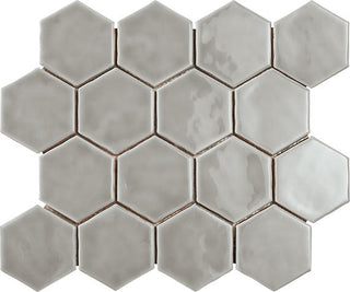 12x14 Artistic Reflections Hexagon Mosaic Solid-Color Glossy Endulated Ceramic Tile