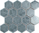 3x3 Artistic Reflections Hexagon  Mosaic Solid-Color Glossy Smooth Ceramic Tile Haze Gray
