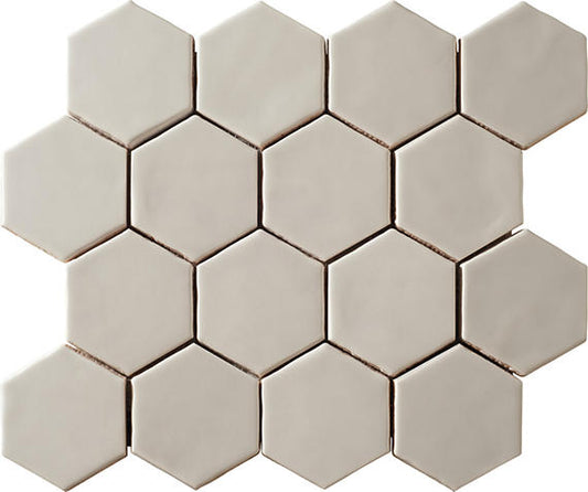 3x3 Artistic Reflections Hexagon  Mosaic Solid-Color Matte Smooth Ceramic Tile Matte Beige